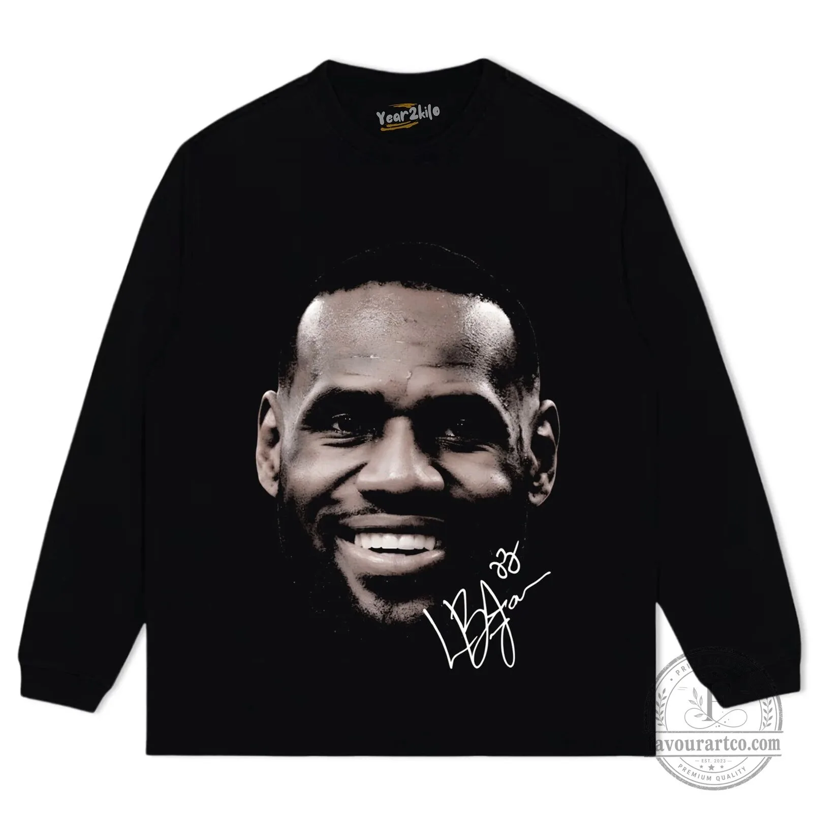 LeBron James Smiling Face Signature Graphic Black T-Shirt 15 LeBron James Smiling Face Signature Graphic Black T-Shirt