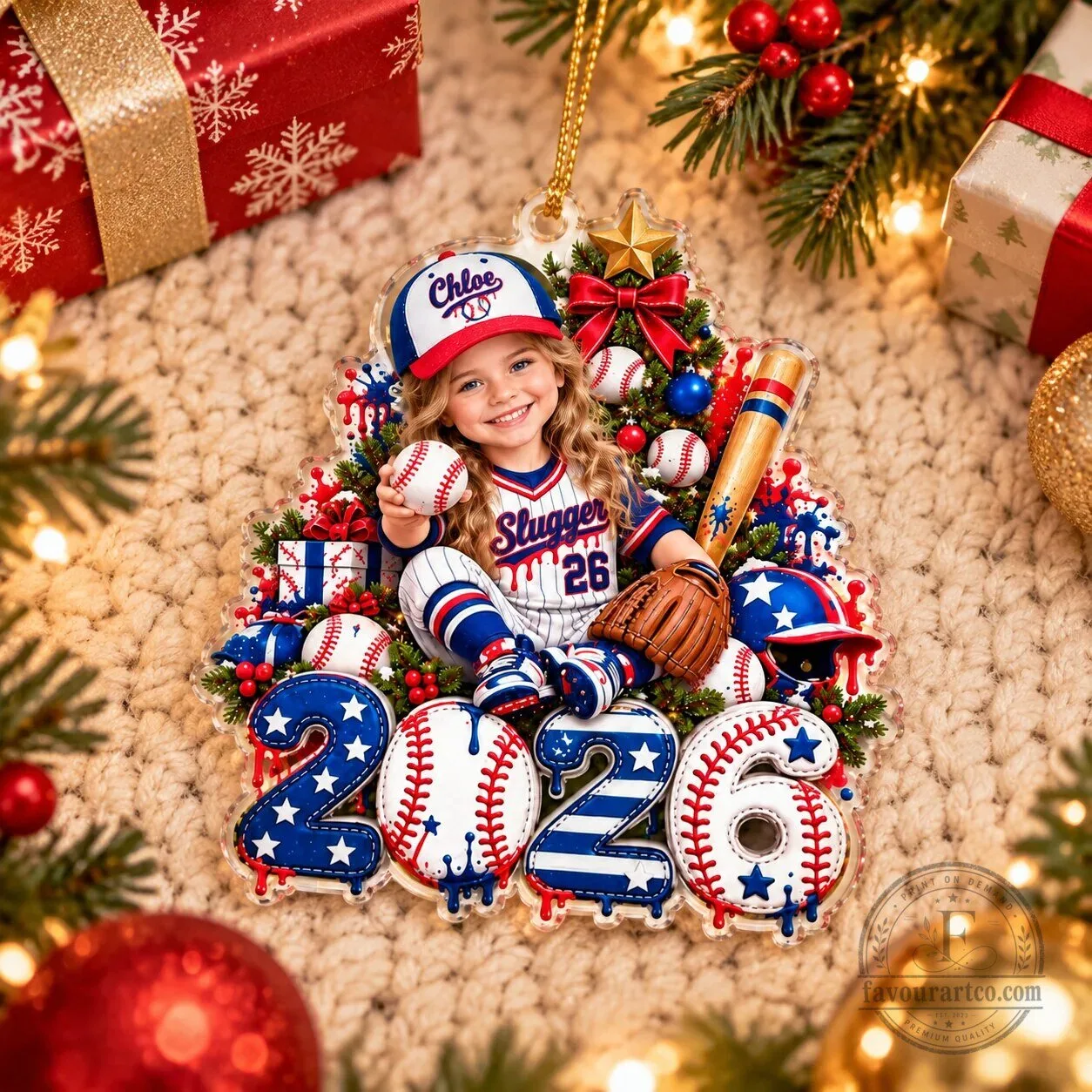 Personalized Baseball Player Christmas Tree Ornament, Custom Photo Acrylic Holiday Decoration 10 Personalized Baseball Player Christmas Tree Ornament, Custom Photo Acrylic Holiday Decoration