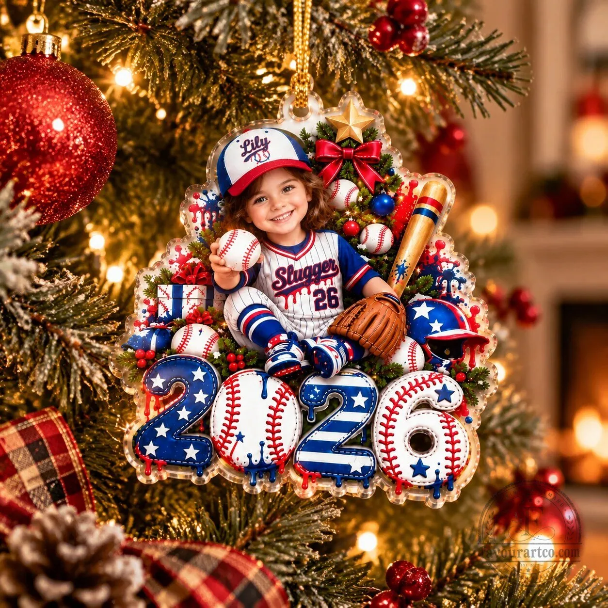 Personalized Baseball Player Christmas Tree Ornament, Custom Photo Acrylic Holiday Decoration 13 Personalized Baseball Player Christmas Tree Ornament, Custom Photo Acrylic Holiday Decoration