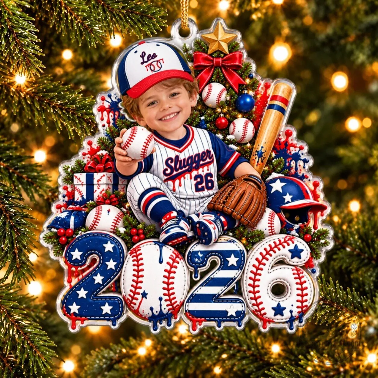 Personalized Baseball Player Christmas Tree Ornament, Custom Photo Acrylic Holiday Decoration 15 Personalized Baseball Player Christmas Tree Ornament, Custom Photo Acrylic Holiday Decoration
