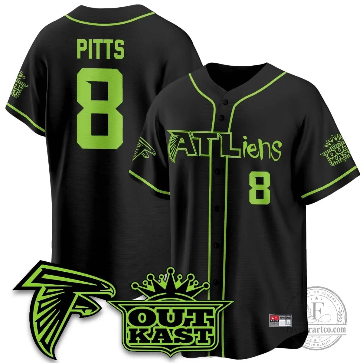 Atlanta Falcons ATLiens Outkast Baseball Jersey with Penix Junior Number 9 47 Atlanta Falcons ATLiens Outkast Baseball Jersey with Penix Junior Number 9