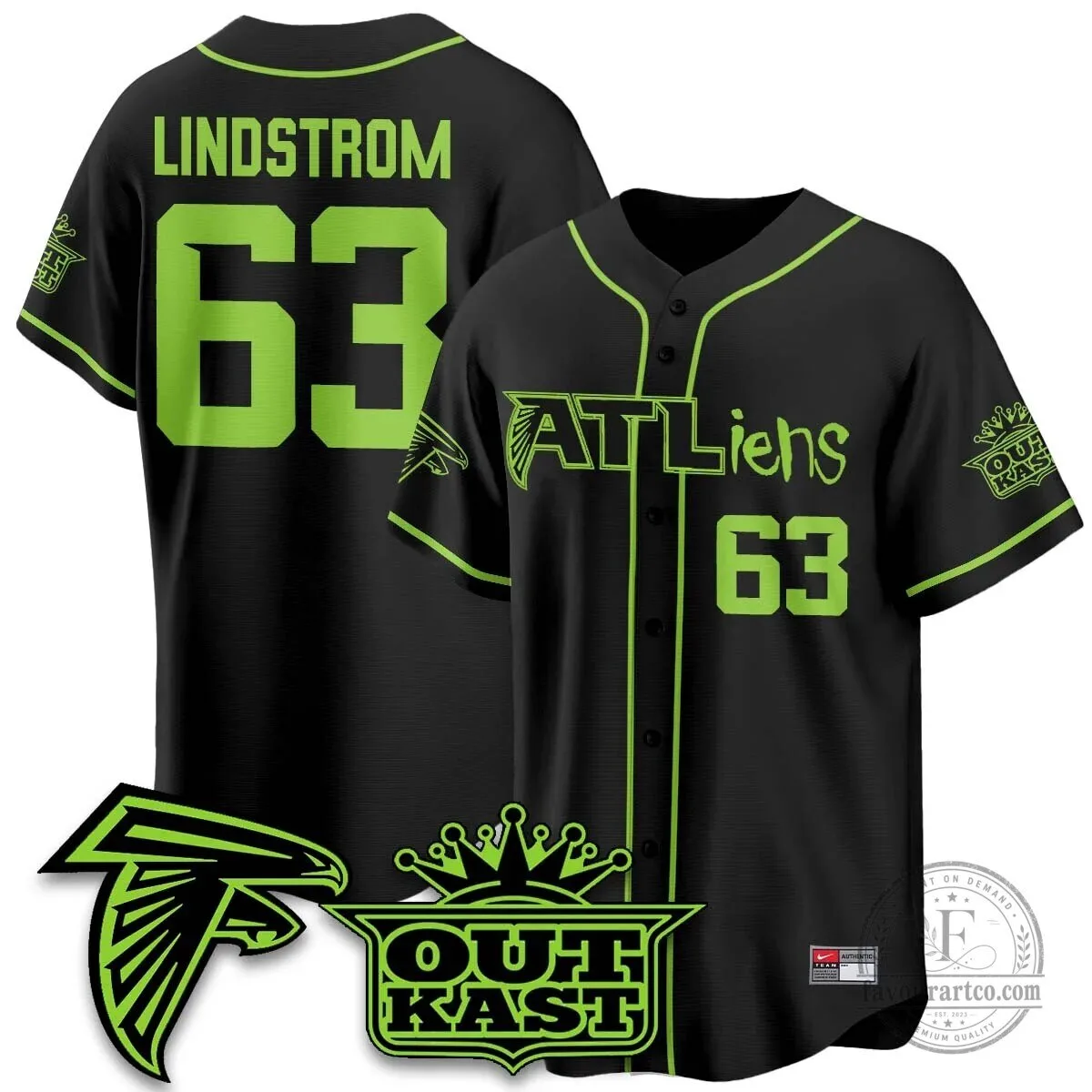 Atlanta Falcons ATLiens Outkast Baseball Jersey with Penix Junior Number 9 51 Atlanta Falcons ATLiens Outkast Baseball Jersey with Penix Junior Number 9