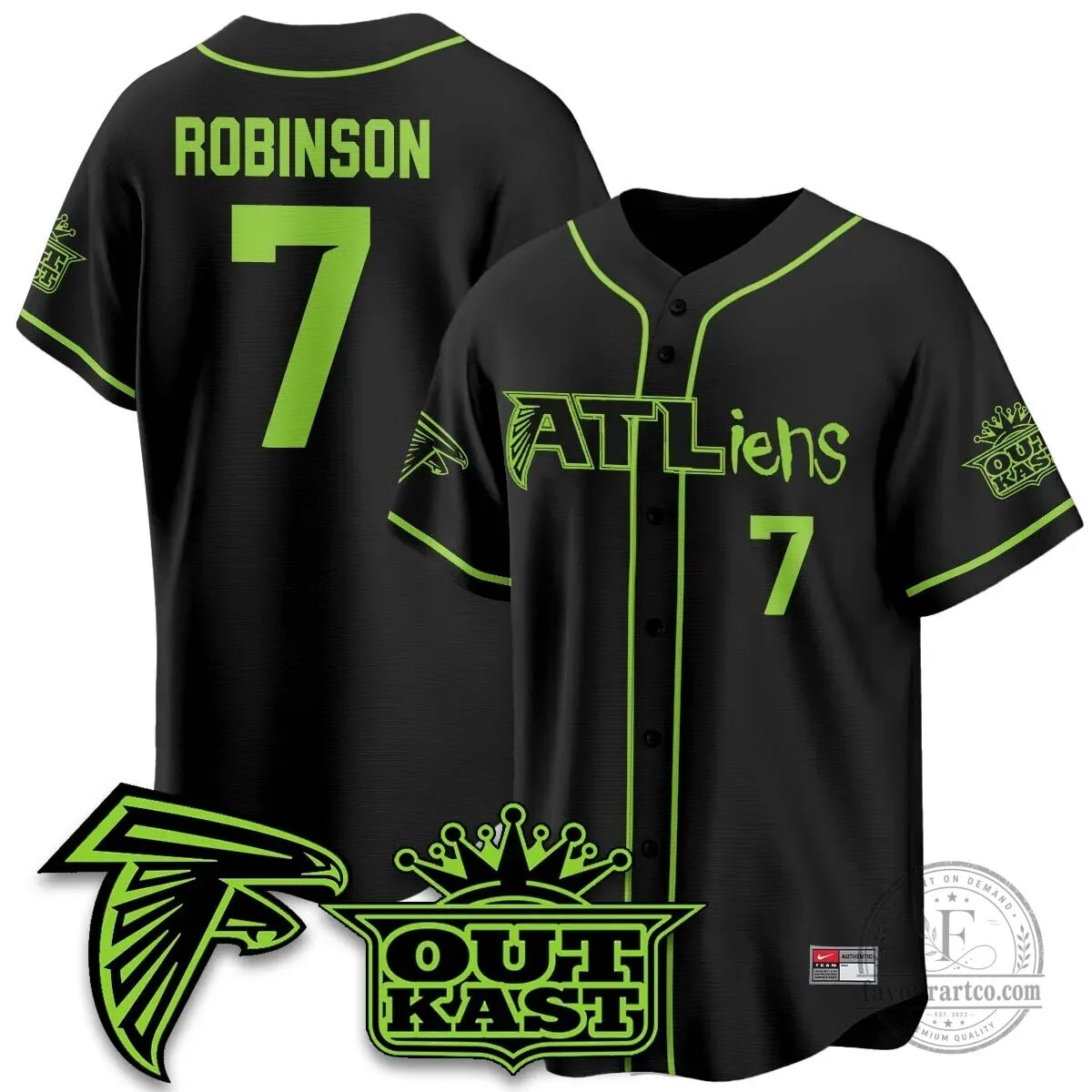 Atlanta Falcons ATLiens Outkast Baseball Jersey with Penix Junior Number 9 52 Atlanta Falcons ATLiens Outkast Baseball Jersey with Penix Junior Number 9