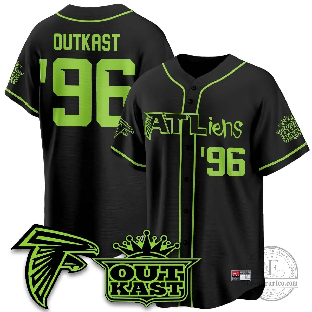 Atlanta Falcons ATLiens Outkast Baseball Jersey with Penix Junior Number 9 54 Atlanta Falcons ATLiens Outkast Baseball Jersey with Penix Junior Number 9