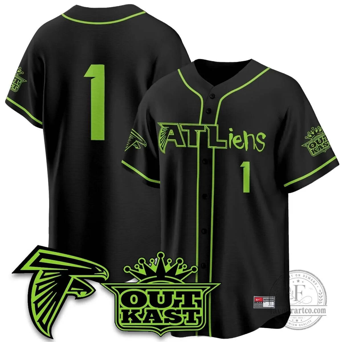 Atlanta Falcons ATLiens Outkast Baseball Jersey with Penix Junior Number 9 56 Atlanta Falcons ATLiens Outkast Baseball Jersey with Penix Junior Number 9