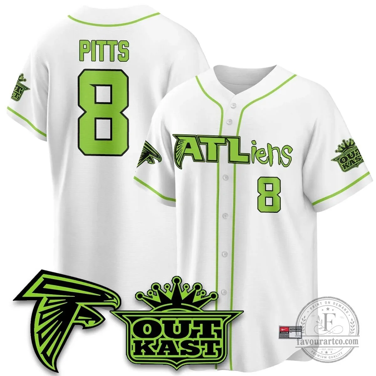 Atlanta Falcons ATLiens Outkast Baseball Jersey with Penix Junior Number 9 58 Atlanta Falcons ATLiens Outkast Baseball Jersey with Penix Junior Number 9