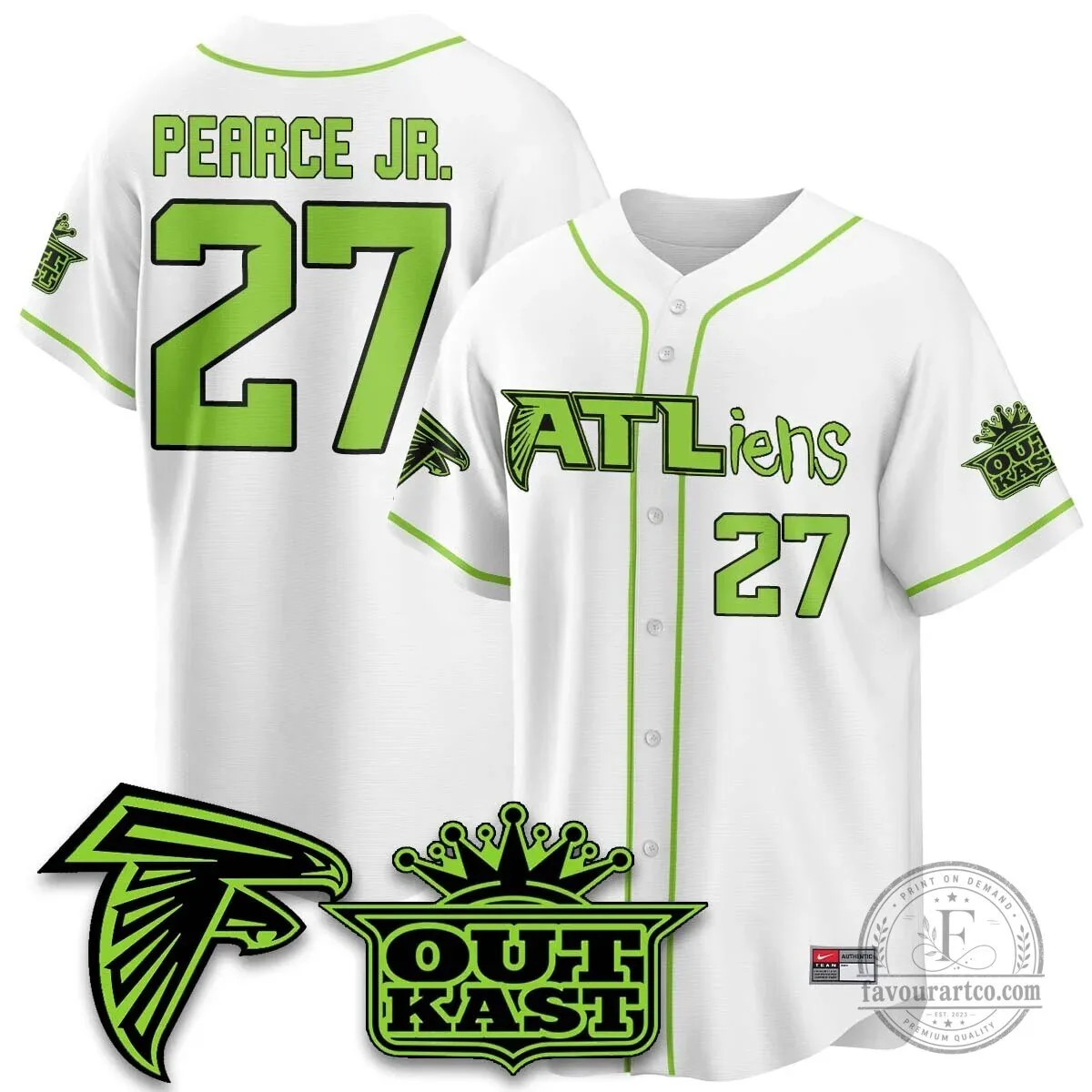 Atlanta Falcons ATLiens Outkast Baseball Jersey with Penix Junior Number 9 60 Atlanta Falcons ATLiens Outkast Baseball Jersey with Penix Junior Number 9