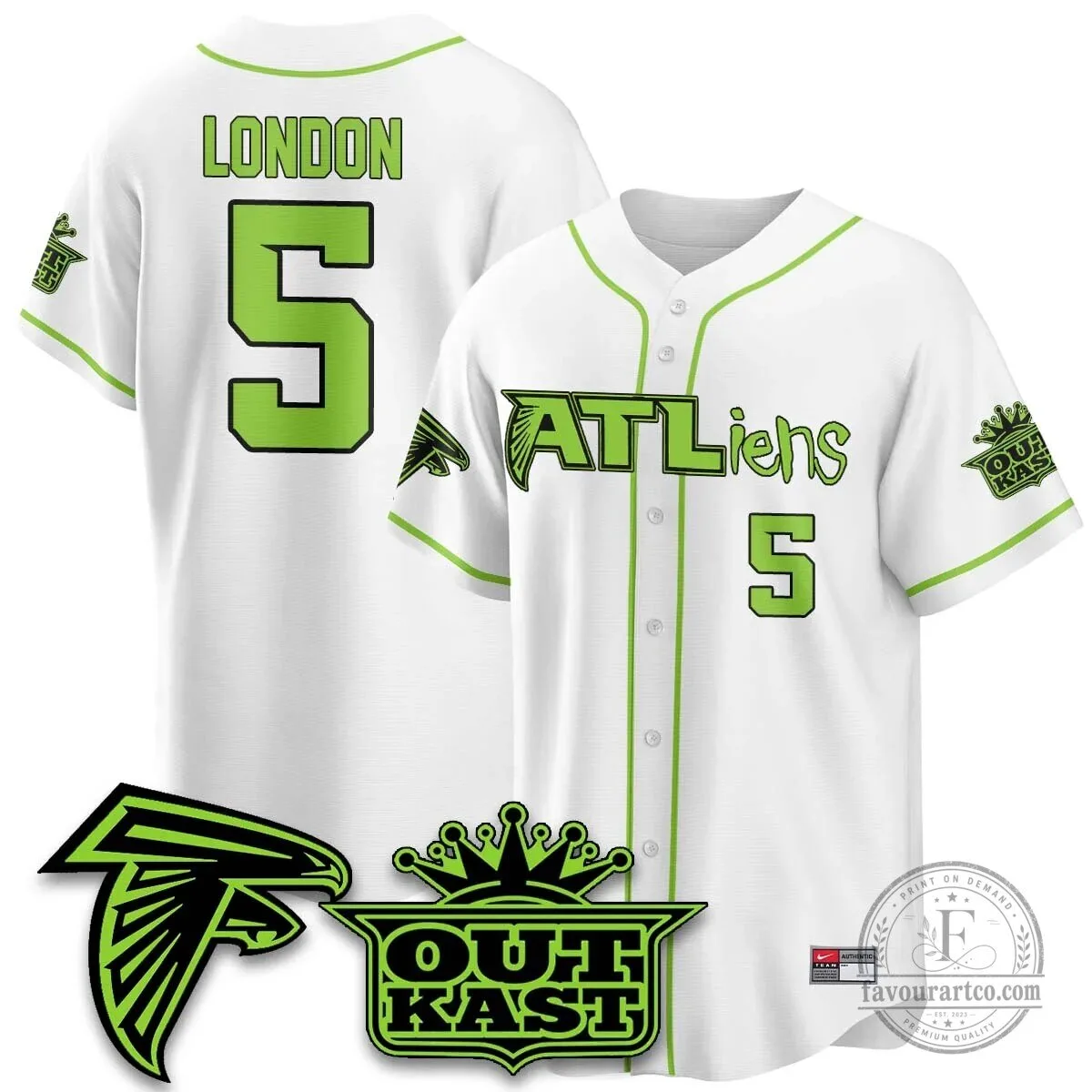Atlanta Falcons ATLiens Outkast Baseball Jersey with Penix Junior Number 9 61 Atlanta Falcons ATLiens Outkast Baseball Jersey with Penix Junior Number 9