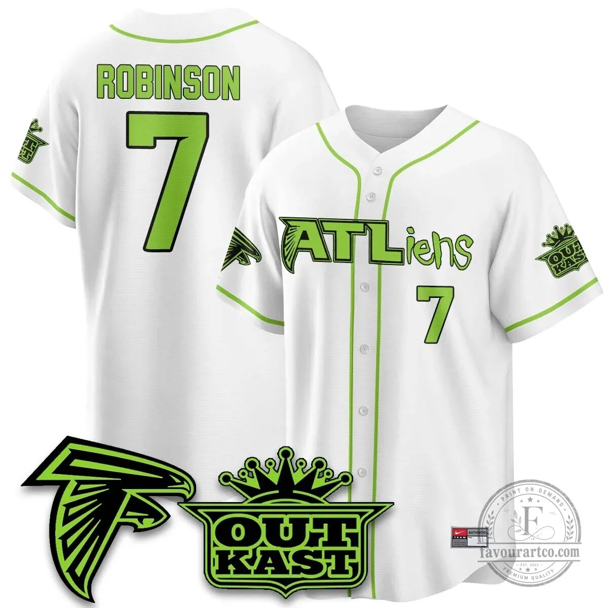 Atlanta Falcons ATLiens Outkast Baseball Jersey with Penix Junior Number 9 63 Atlanta Falcons ATLiens Outkast Baseball Jersey with Penix Junior Number 9