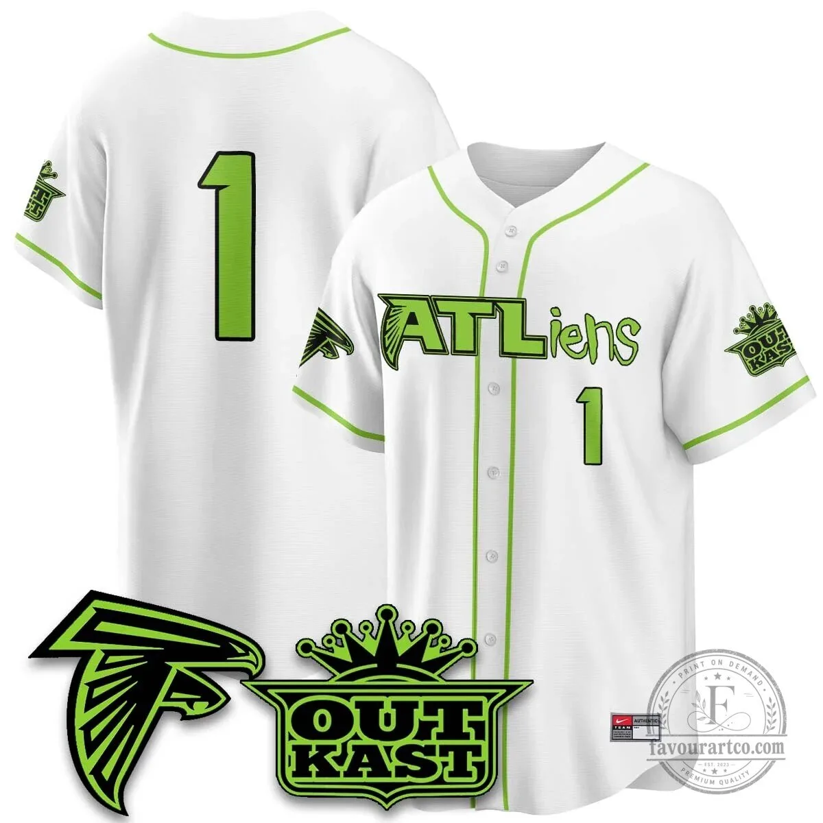 Atlanta Falcons ATLiens Outkast Baseball Jersey with Penix Junior Number 9 67 Atlanta Falcons ATLiens Outkast Baseball Jersey with Penix Junior Number 9