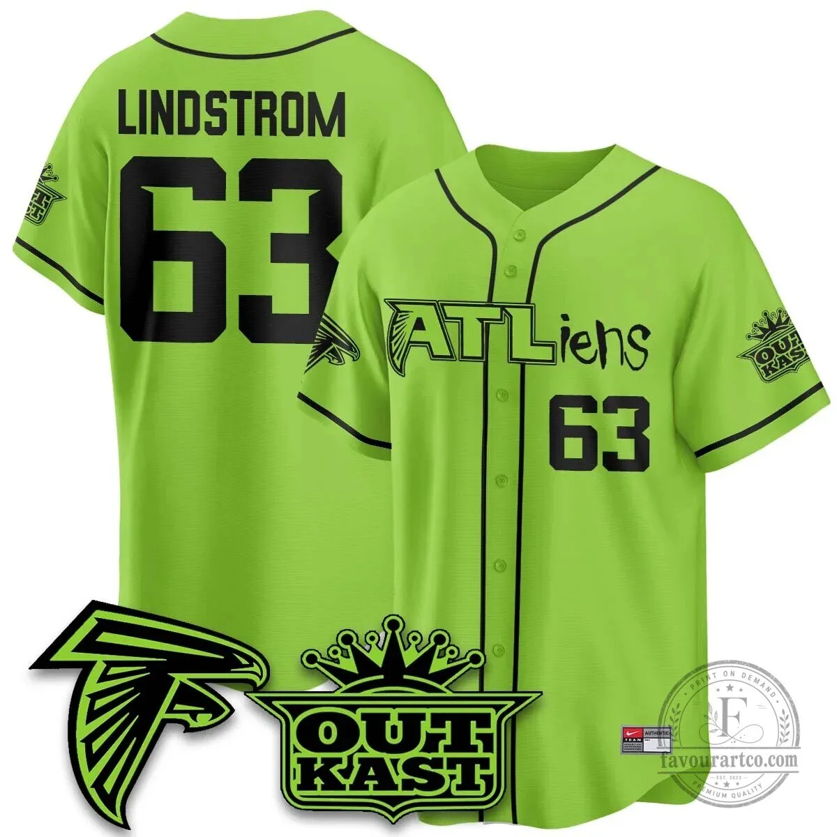 Atlanta Falcons ATLiens Outkast Baseball Jersey with Penix Junior Number 9 73 Atlanta Falcons ATLiens Outkast Baseball Jersey with Penix Junior Number 9