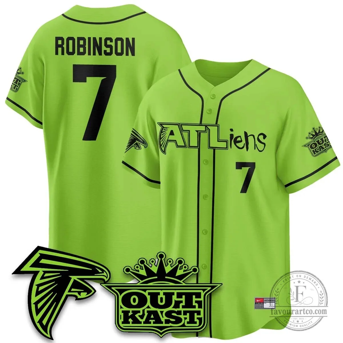 Atlanta Falcons ATLiens Outkast Baseball Jersey with Penix Junior Number 9 74 Atlanta Falcons ATLiens Outkast Baseball Jersey with Penix Junior Number 9