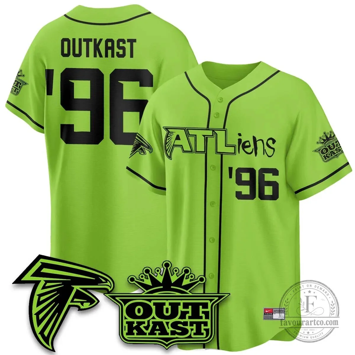 Atlanta Falcons ATLiens Outkast Baseball Jersey with Penix Junior Number 9 76 Atlanta Falcons ATLiens Outkast Baseball Jersey with Penix Junior Number 9