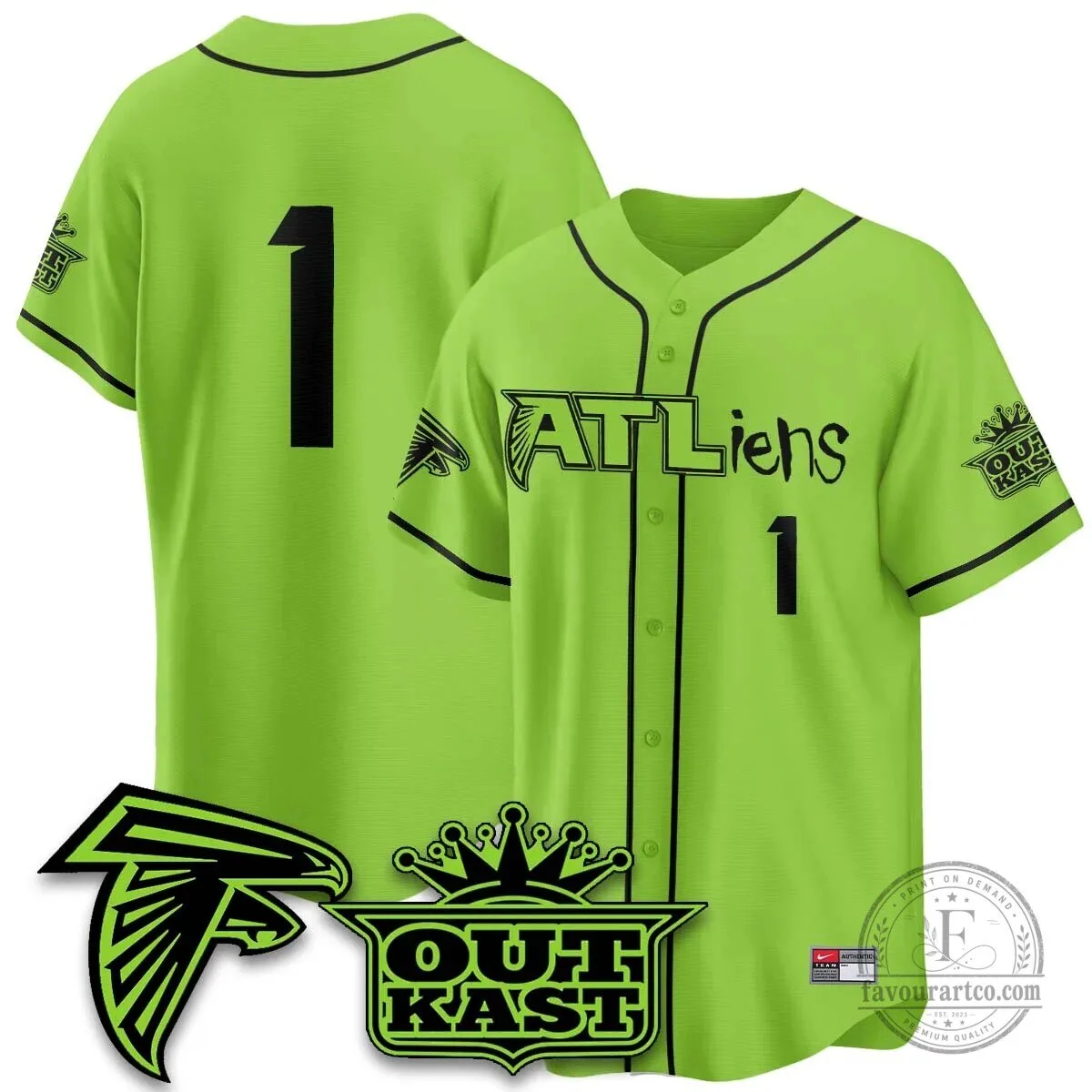 Atlanta Falcons ATLiens Outkast Baseball Jersey with Penix Junior Number 9 78 Atlanta Falcons ATLiens Outkast Baseball Jersey with Penix Junior Number 9