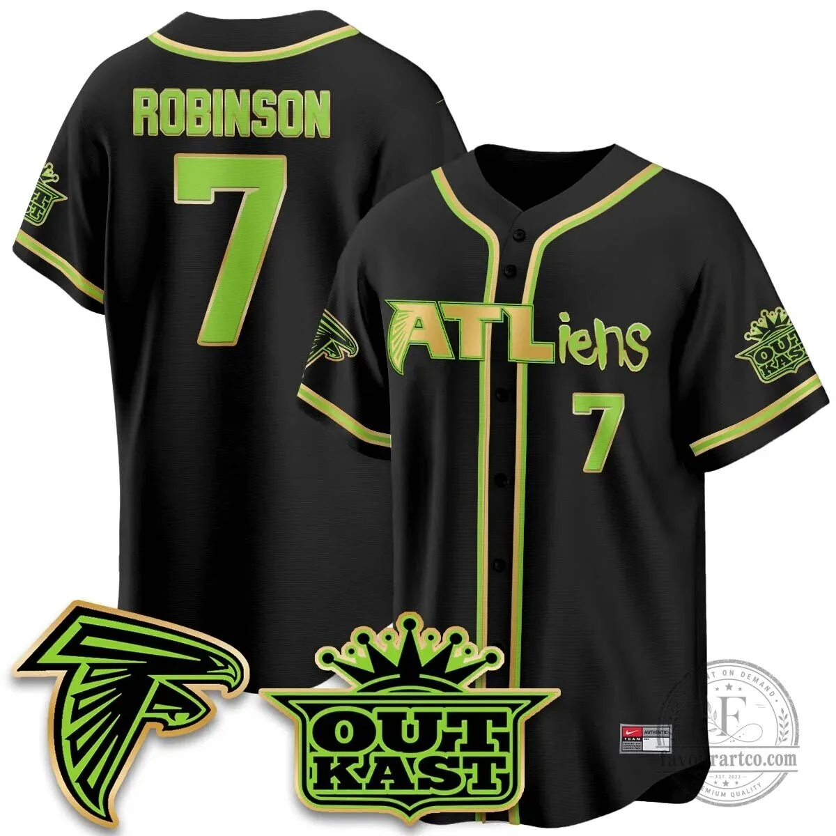 Atlanta Falcons ATLiens Outkast Baseball Jersey with Penix Junior Number 9 85 Atlanta Falcons ATLiens Outkast Baseball Jersey with Penix Junior Number 9