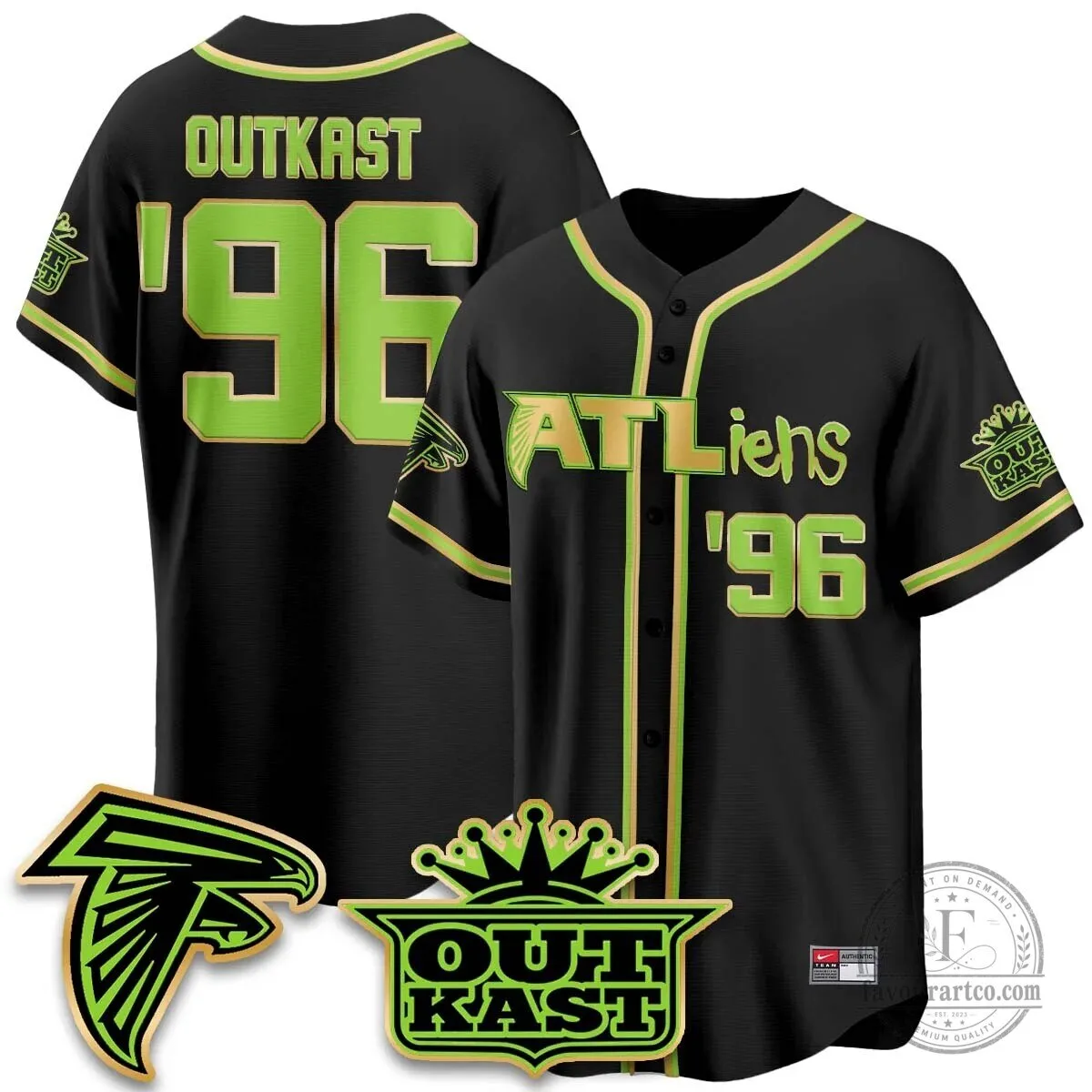 Atlanta Falcons ATLiens Outkast Baseball Jersey with Penix Junior Number 9 87 Atlanta Falcons ATLiens Outkast Baseball Jersey with Penix Junior Number 9