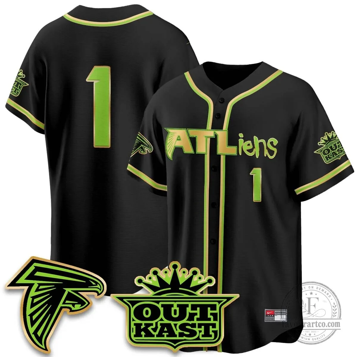 Atlanta Falcons ATLiens Outkast Baseball Jersey with Penix Junior Number 9 89 Atlanta Falcons ATLiens Outkast Baseball Jersey with Penix Junior Number 9