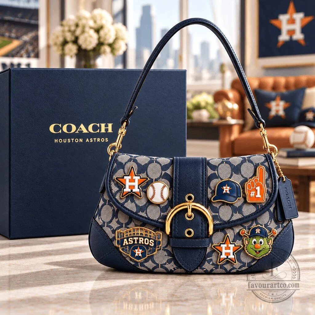Houston Astros Coach Signature Canvas Soho Shoulder Bag with Charms
