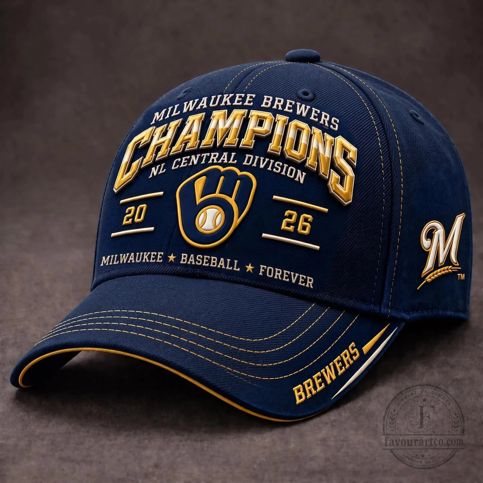 2026 Baseball Cap Hat for Milwaukee Brewers NL Central Division Champions